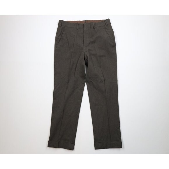 Vtg 60s 70s Brooks Brothers Mens 34x29 Faded Wool Straight Leg Chino Pants USA - Picture 1 of 11